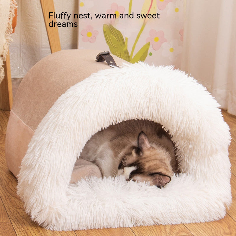 Semi-Enclosed Portable Pet House Bed