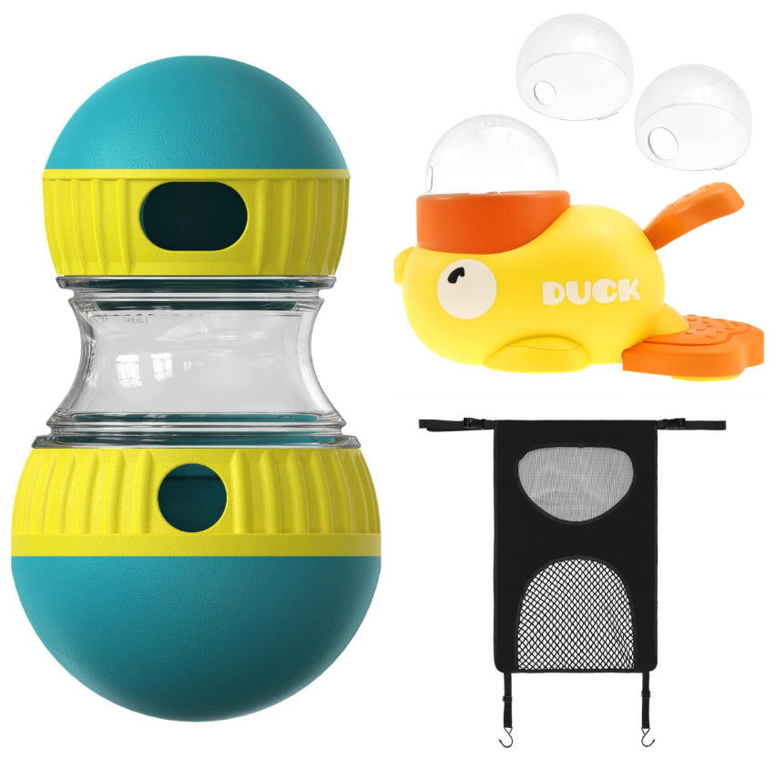 Dumbbell Treat-Dispensing Toy for Dogs - Lake Blue Spot set
