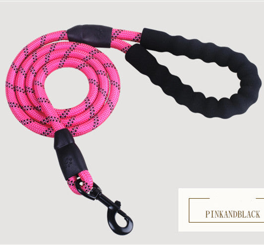 Reflective Nylon Dog Leash - Pink