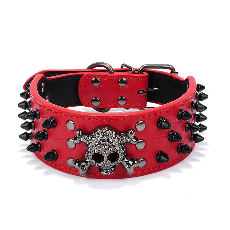 Skull Stud PU Dog Collar