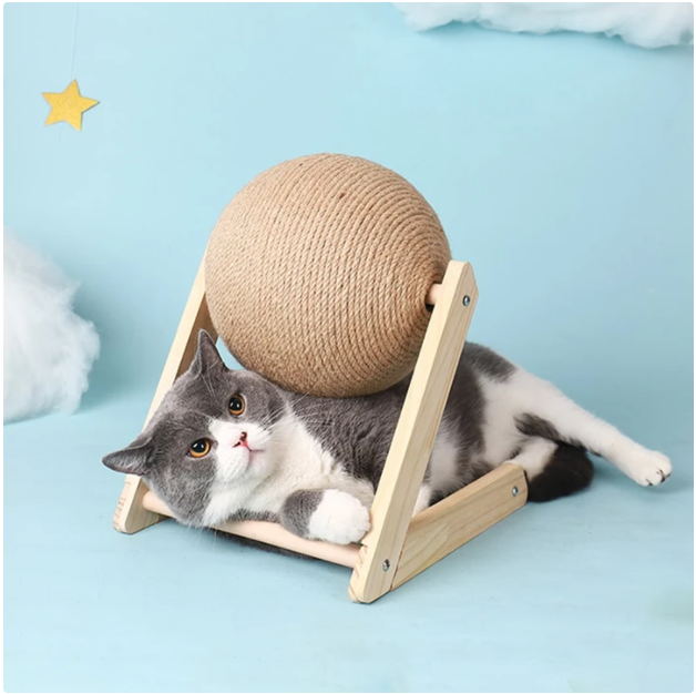 Sisal Scratching Ball with Wooden Frame
