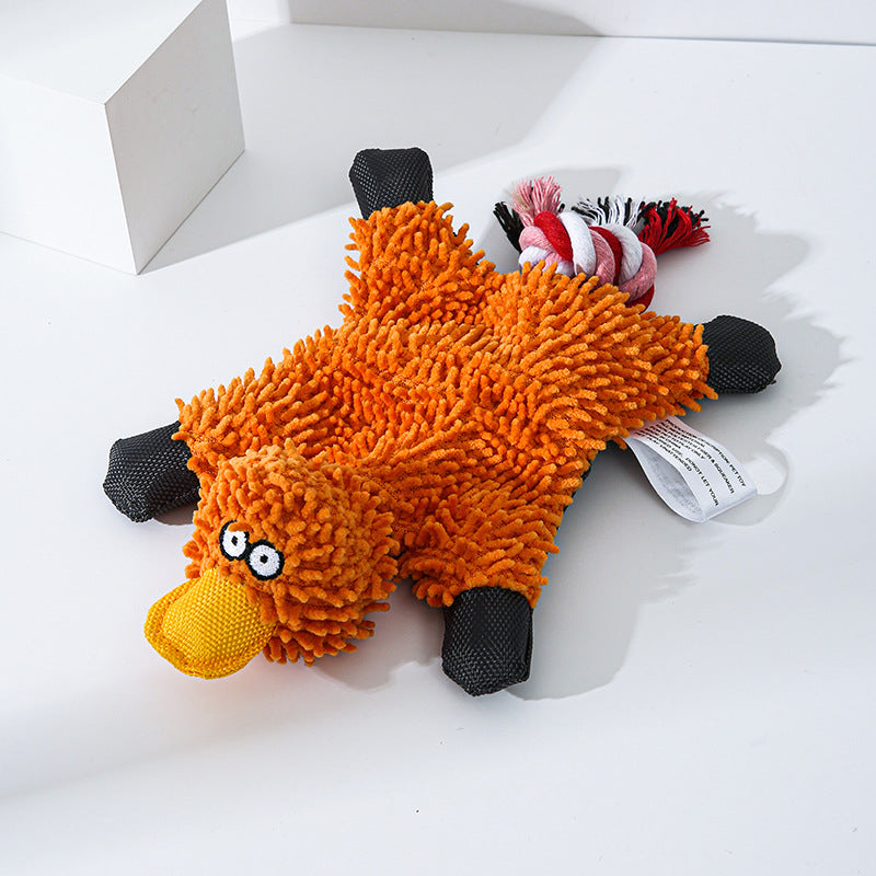 Mop-Style Plush Duck Toy for Dogs