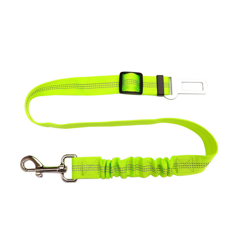 Reflective Dog Car Seat Belt - Green