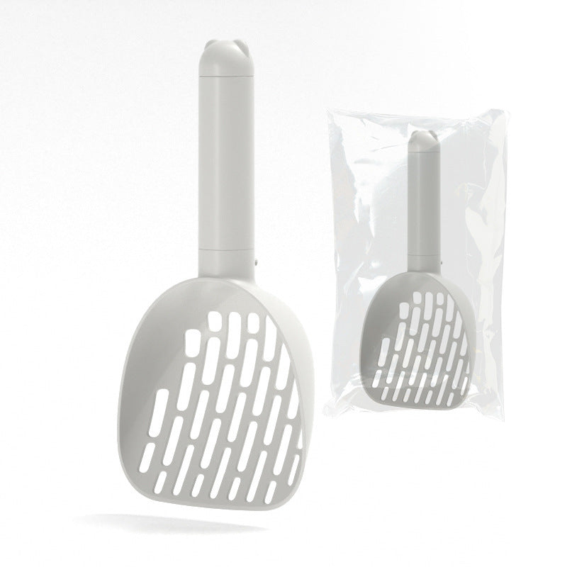 Cat Litter Scoop with Bag Storage - Single handle white