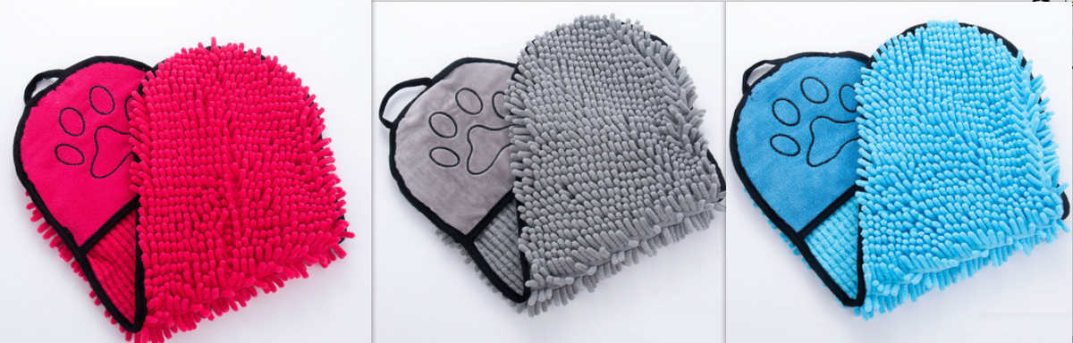 Chenille Pet Towel with Hand Pockets - Set1