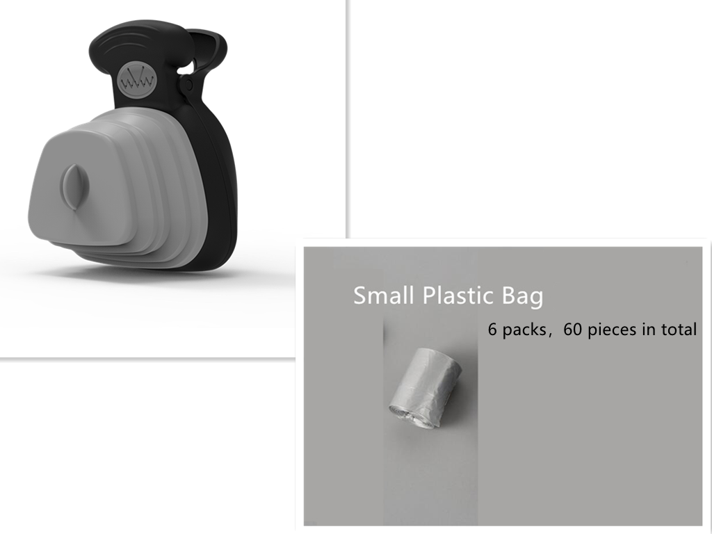 Foldable Poop Scooper With Bag Dispenser - Grey set / Small