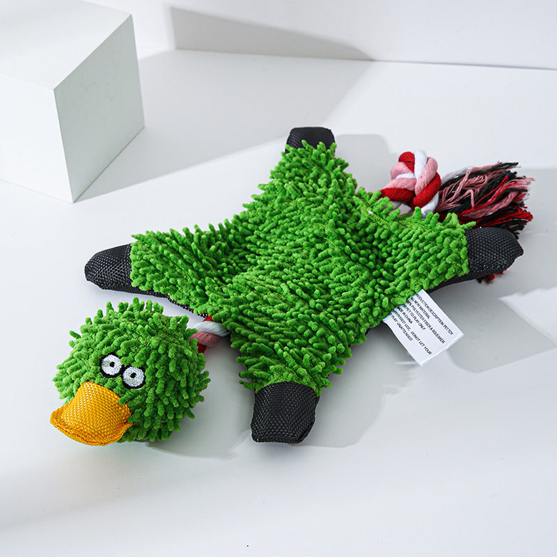 Mop-Style Plush Duck Toy for Dogs