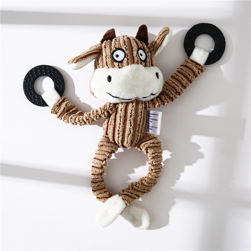 Plush Donkey and Friends Dog Toy - Cow