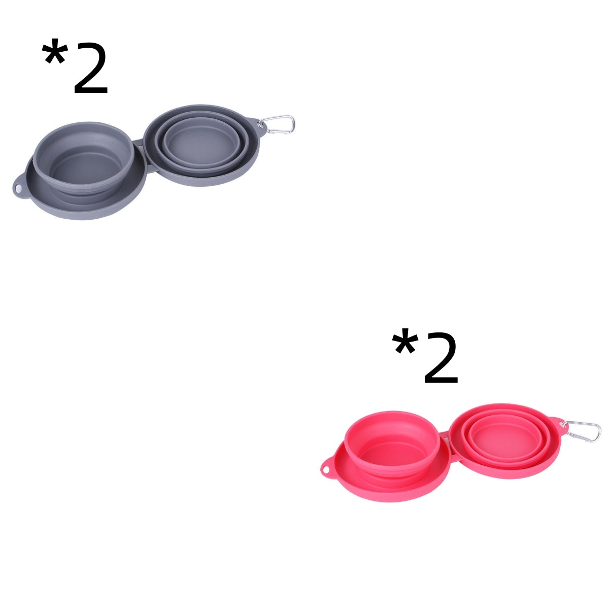 Collapsible Double Pet Bowl with Mat - Set 2PC