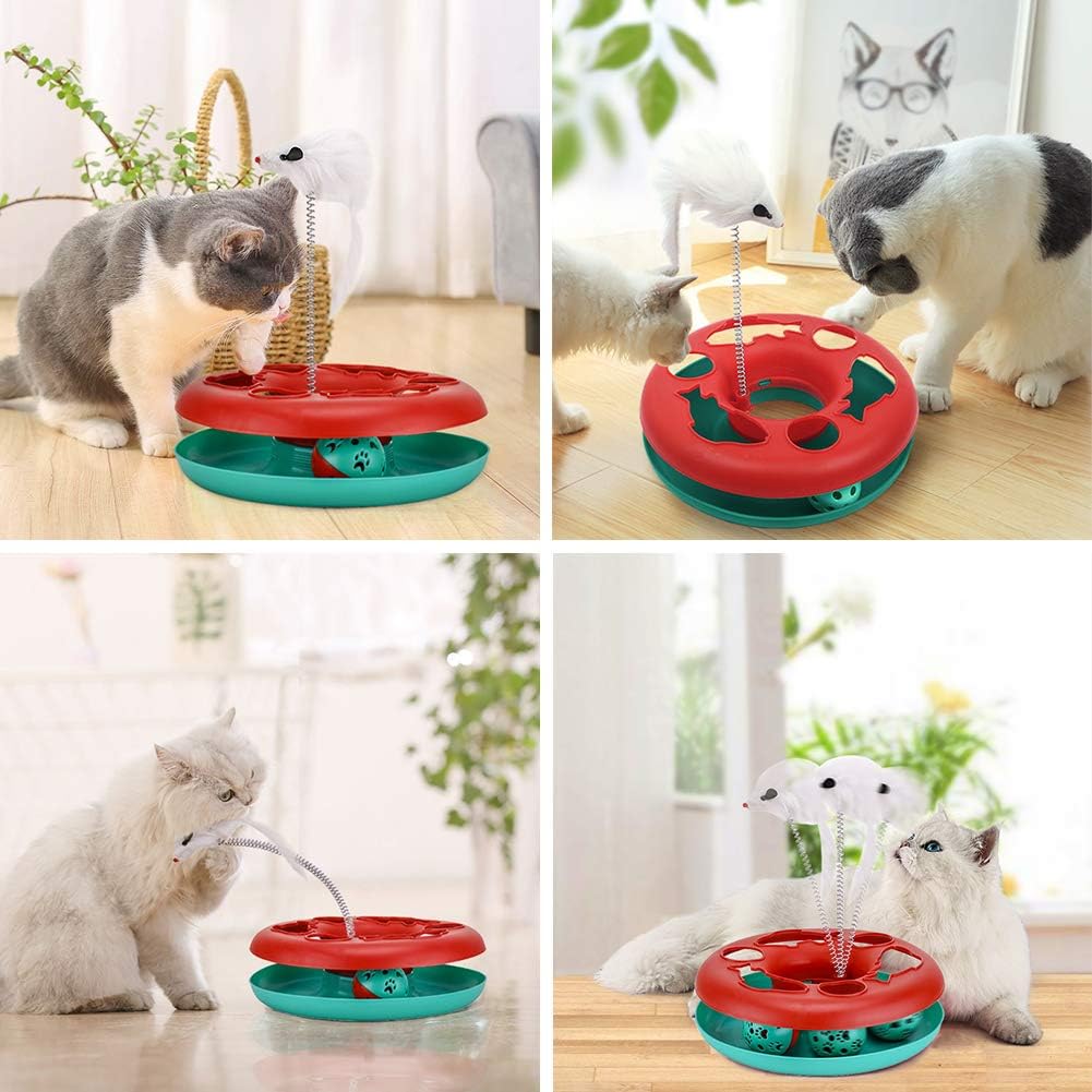 Roller Track Tower Cat Toy with Spring