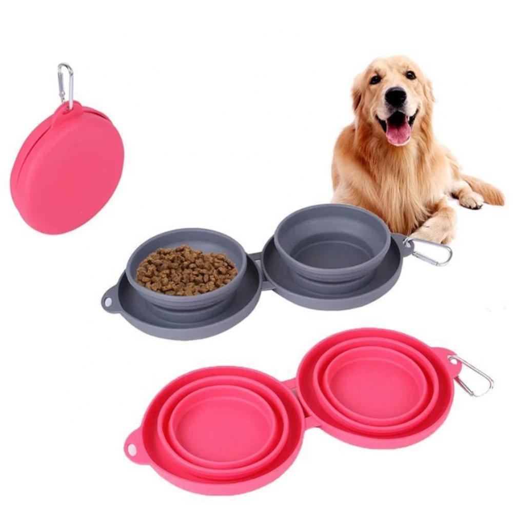 Collapsible Double Pet Bowl with Mat