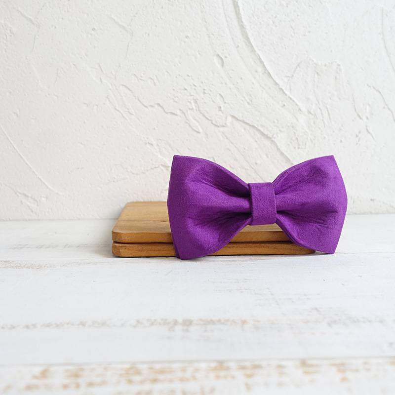 Purple Velvet Dog Bow Tie Collar
