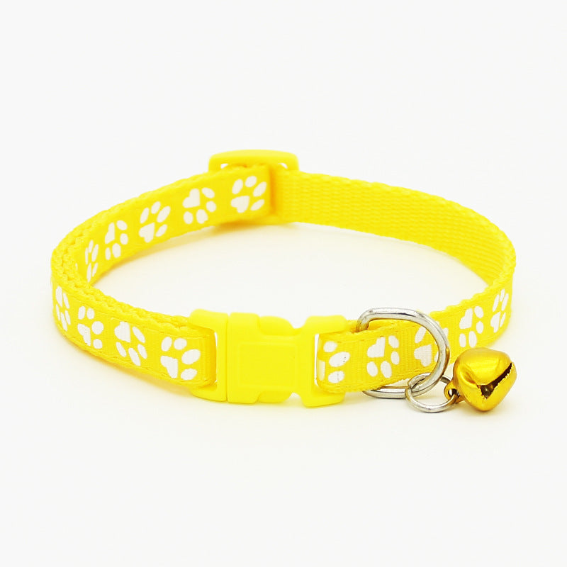 Adjustable Pet Collar With Bell - Yellow M
