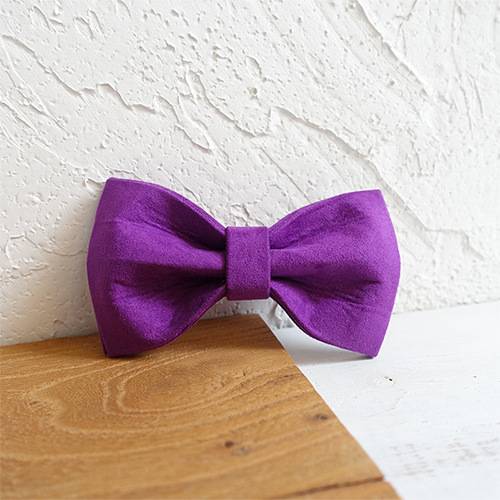 Purple Velvet Dog Bow Tie Collar
