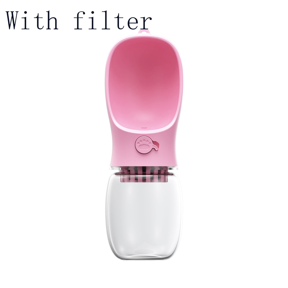 One-Touch Dog Water Bottle - Pink With filter / 350ML