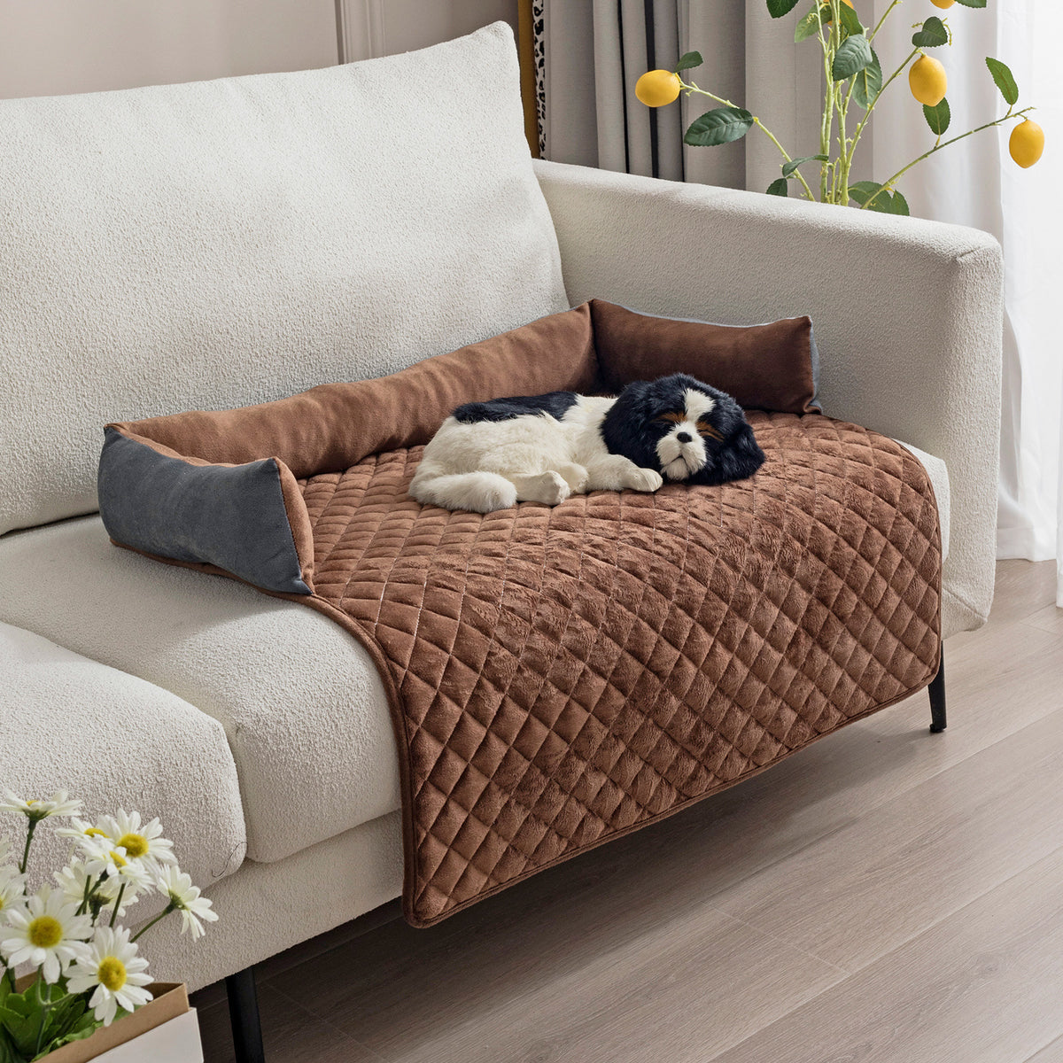Plush Pet Sofa Cover Bed - Pet Pad Gray Coffee / 75x120cm