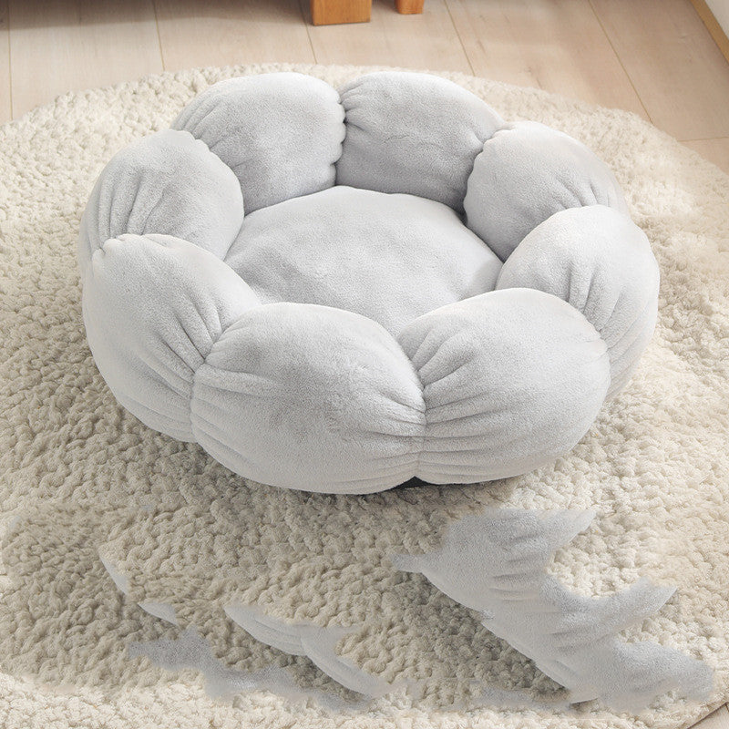 Flower-Shaped Pet Bed Mat - Light gray / 40cm