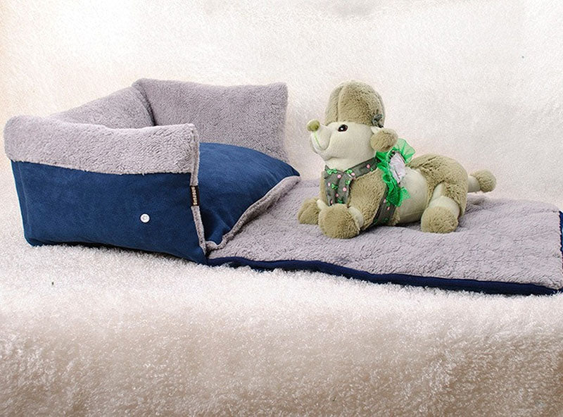 Thick Plush Pet Bed with Blanket