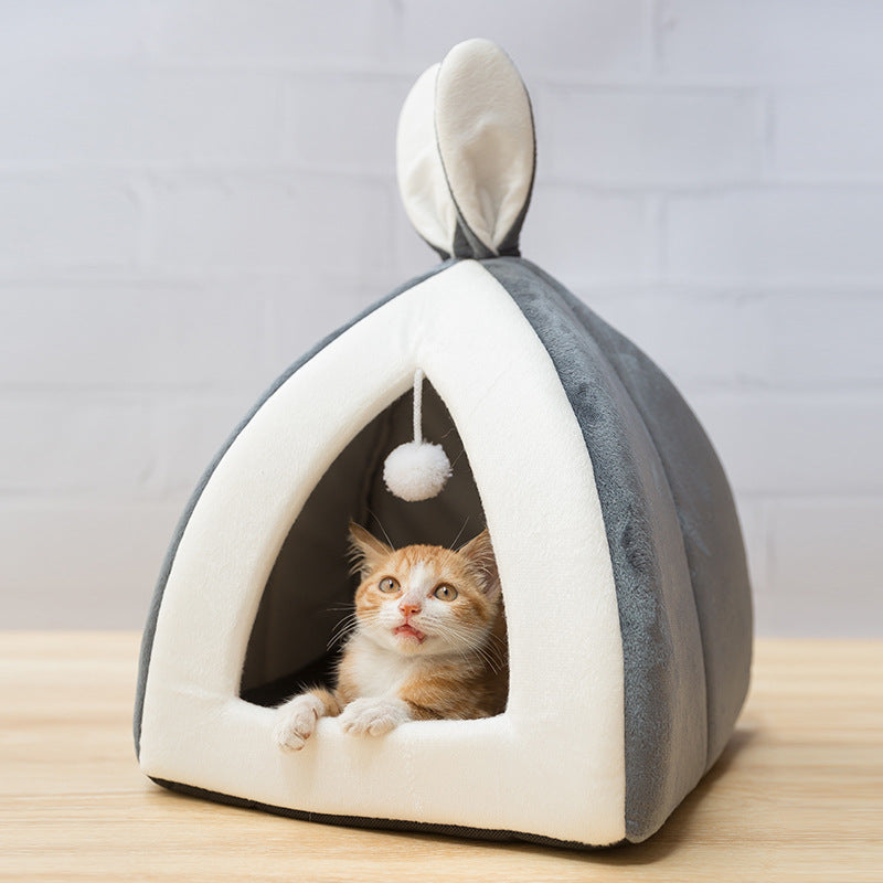 Enclosed Fabric Cat House Bed
