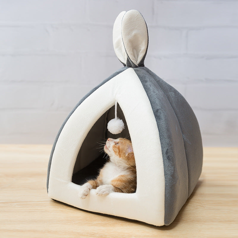 Enclosed Fabric Cat House Bed