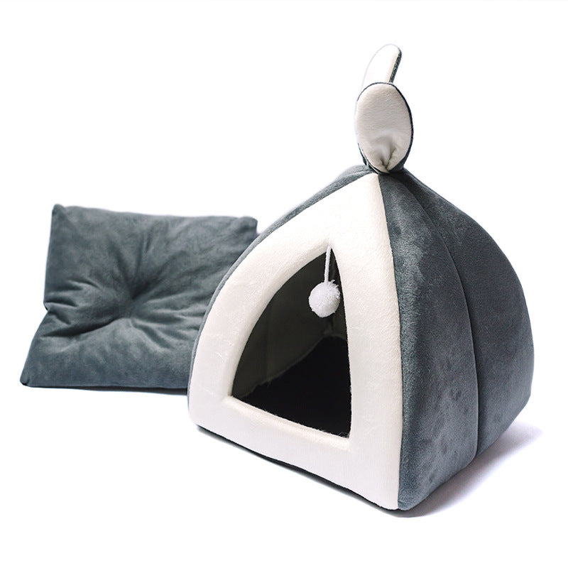 Enclosed Fabric Cat House Bed