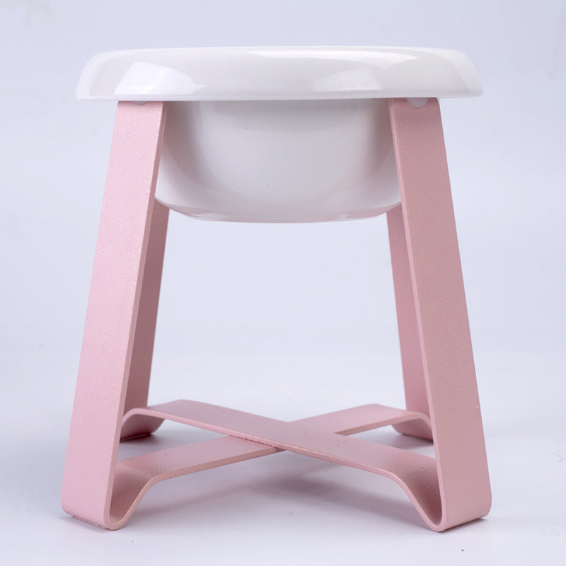 Ceramic Cat Bowl with Iron Stand
