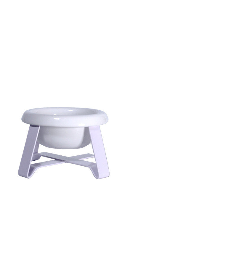 Ceramic Cat Bowl with Iron Stand