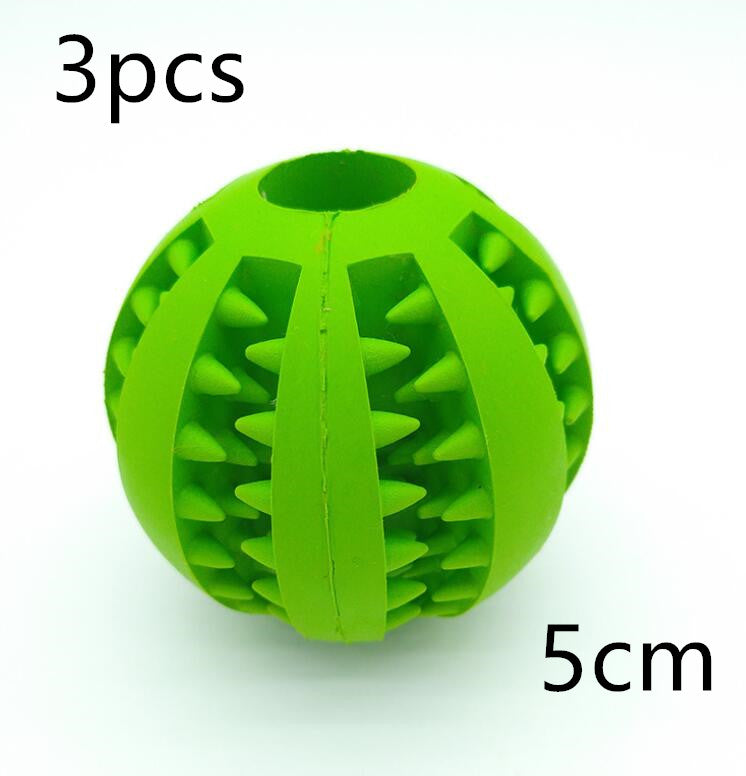 Rubber Treat Ball for Dogs - Green / 5cm 3pcs