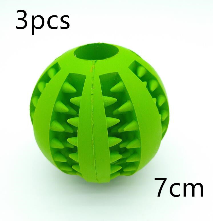 Rubber Treat Ball for Dogs - Green / 7cm 3pcs
