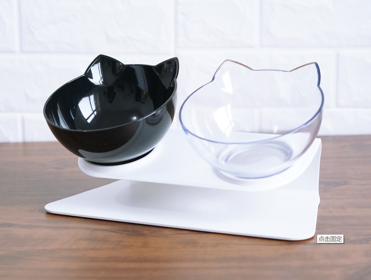 Tilted Cat Ear Pet Bowl - Double base / Q1pcs