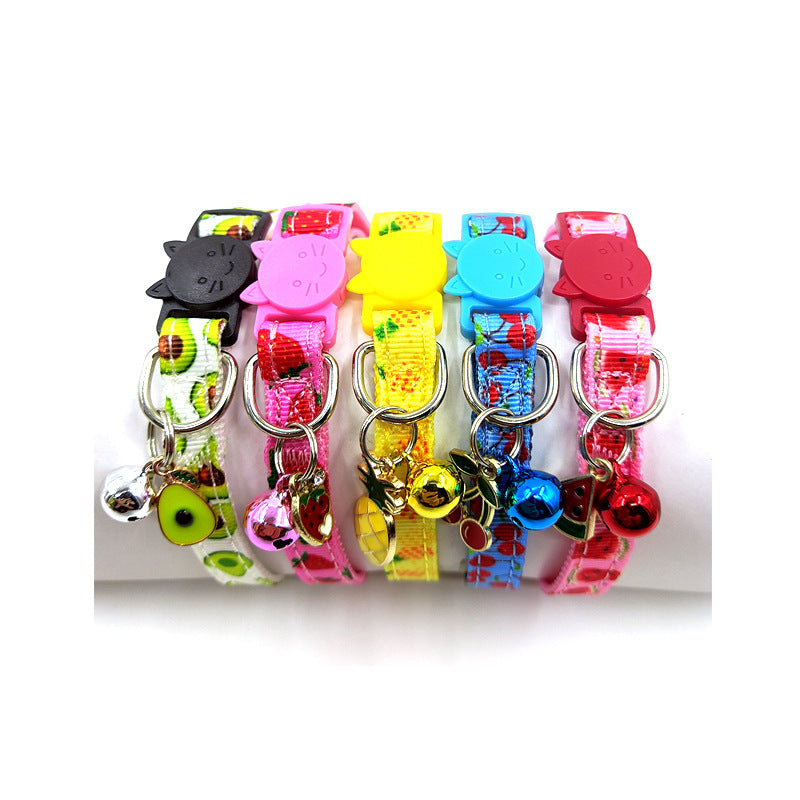 Fruit Print Cat Collar With Bell