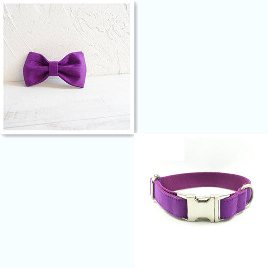 Purple Velvet Dog Bow Tie Collar