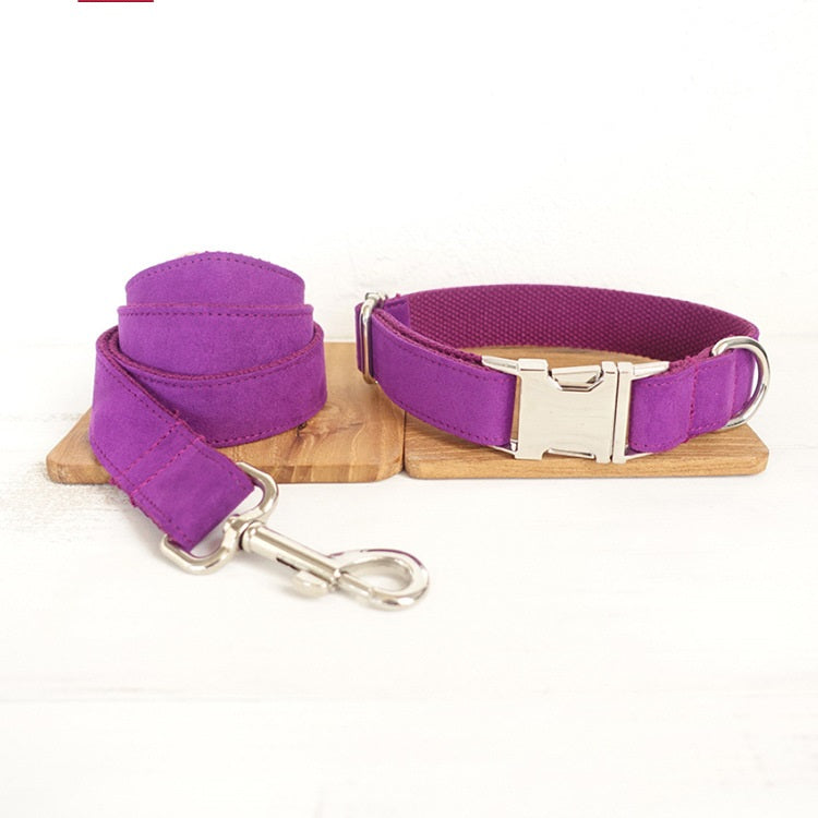 Purple Velvet Dog Bow Tie Collar