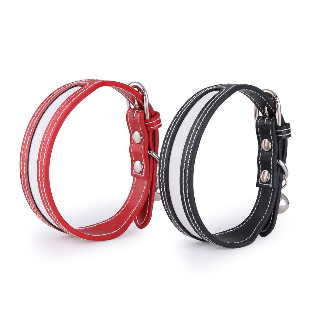 Reflective PU Pet Collar With Bell
