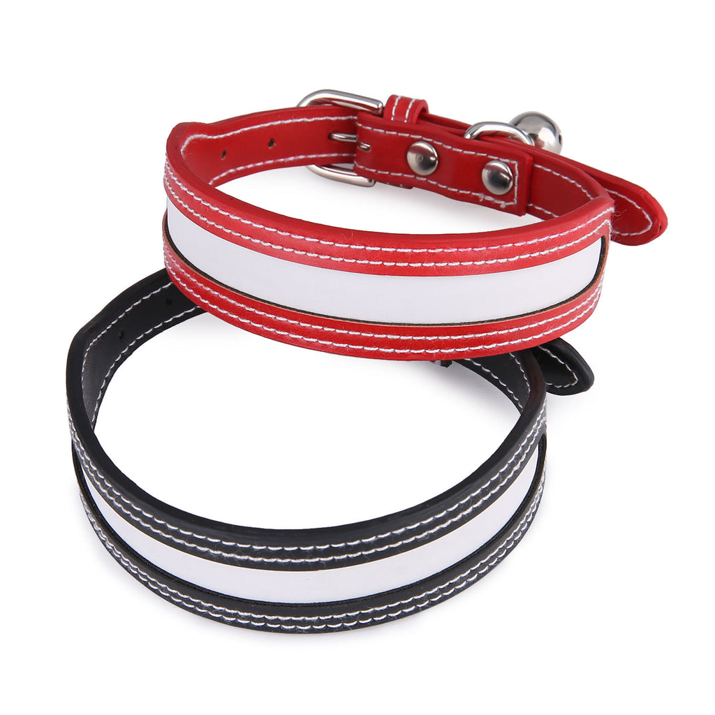 Reflective PU Pet Collar With Bell
