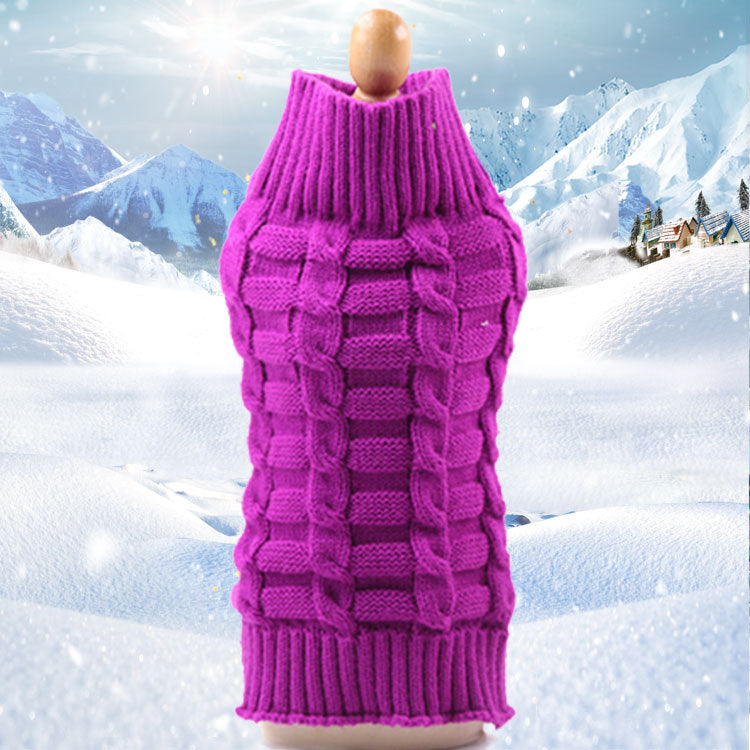 Cable Knit Wool Dog Sweater
