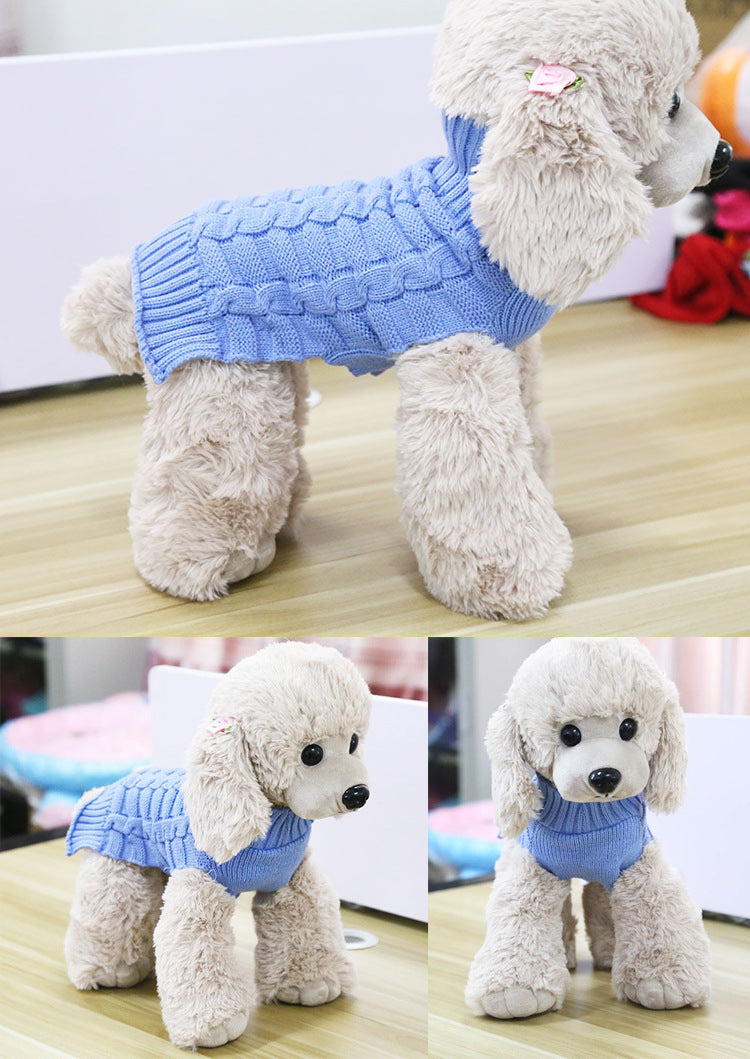 Cable Knit Wool Dog Sweater