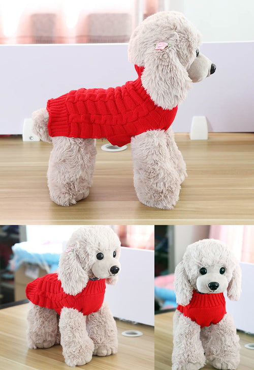 Cable Knit Wool Dog Sweater