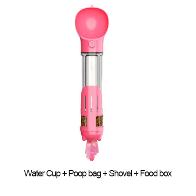 3-in-1 Dog Water Bottle and Feeder - 300ml / Pink