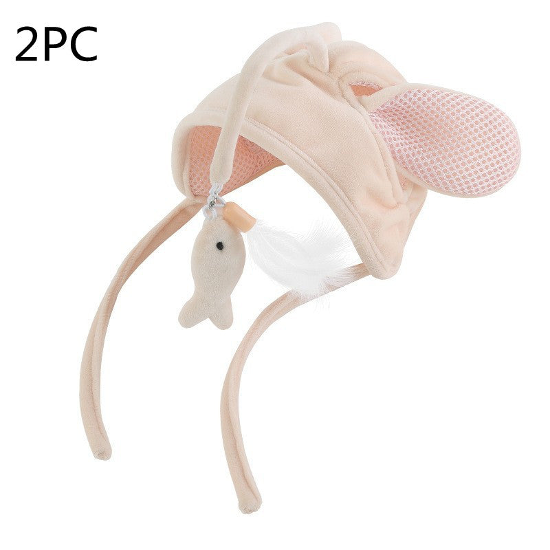 Head-Worn Feather Teaser Hat for Cats - Set26