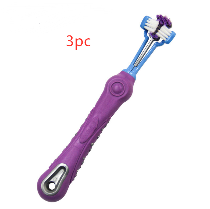 Three-Sided Dog Toothbrush - Violet3PC