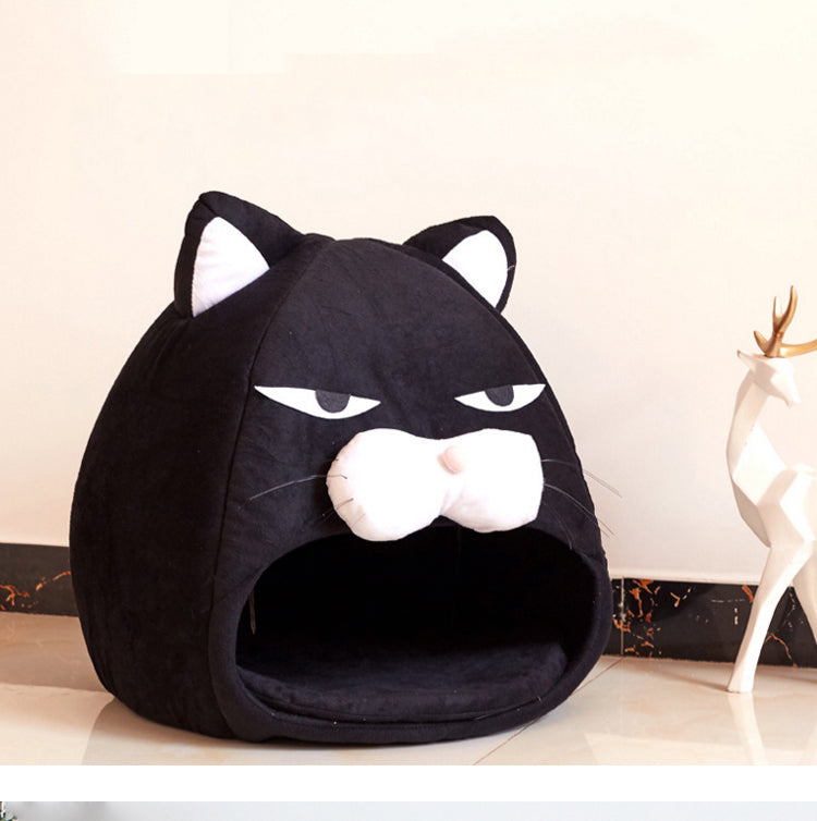Plush Enclosed Pet House Bed