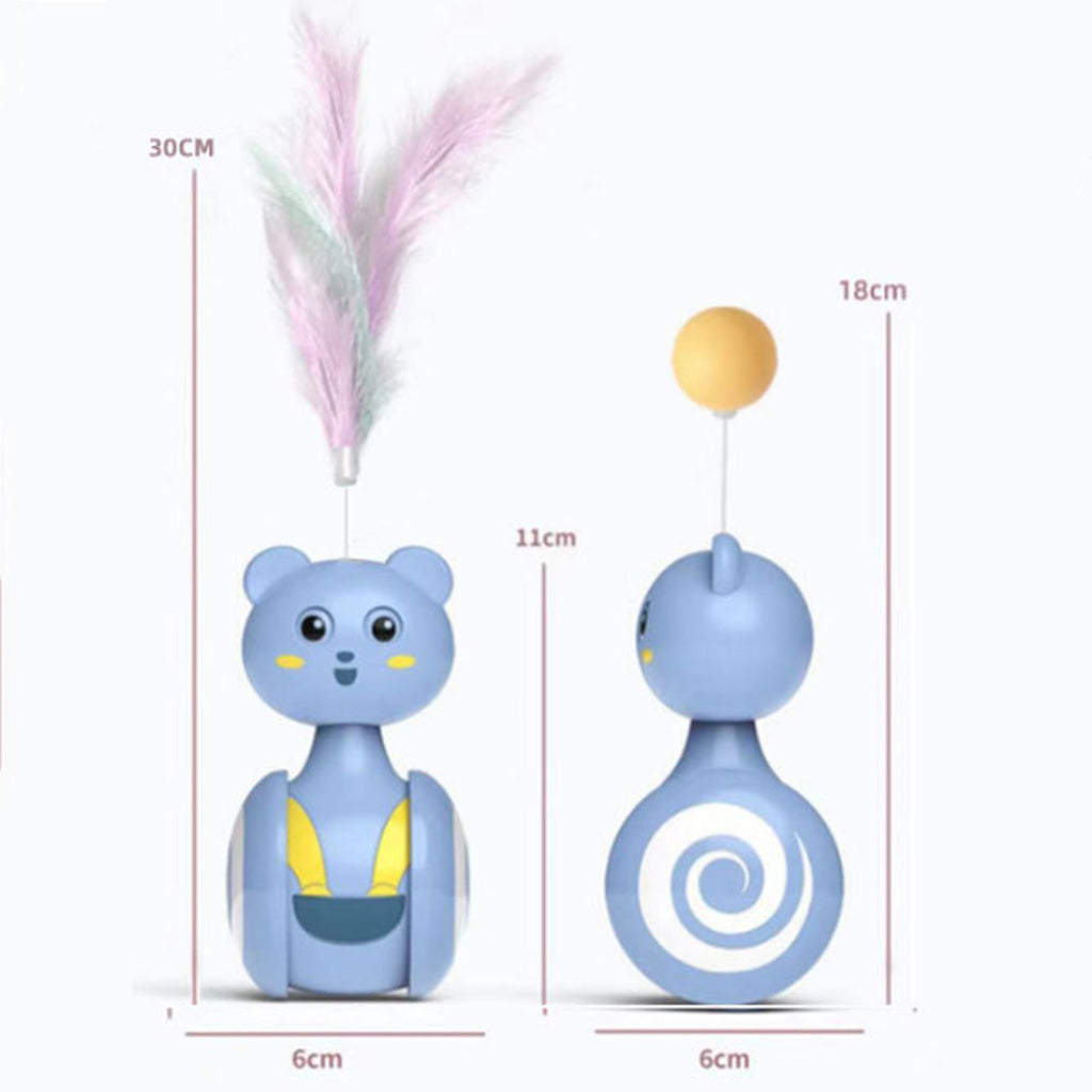 Wobbling Tumbler Cat Toy with Feather or Ball