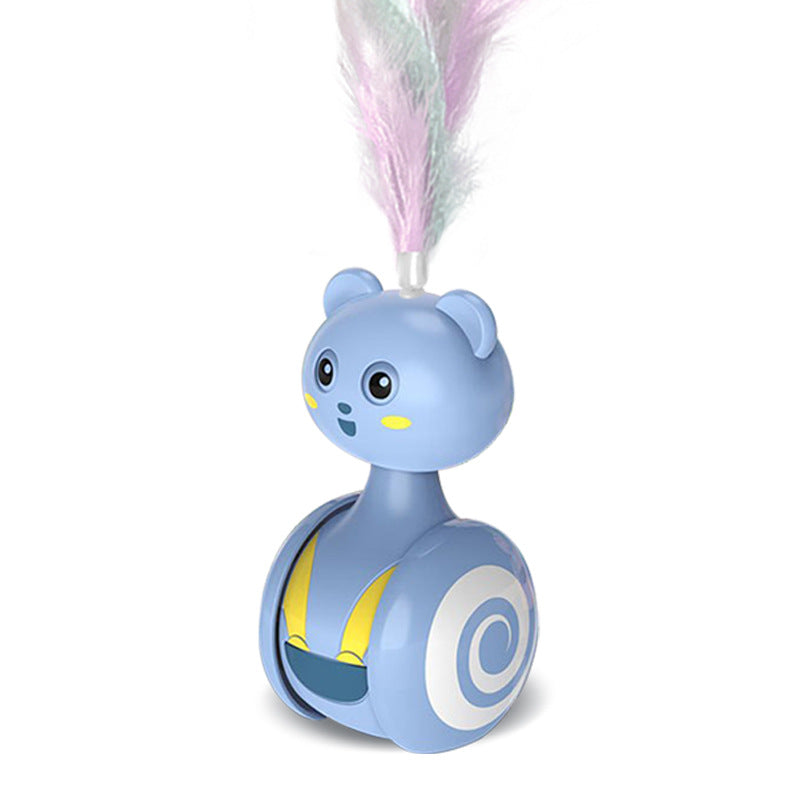Wobbling Tumbler Cat Toy with Feather or Ball
