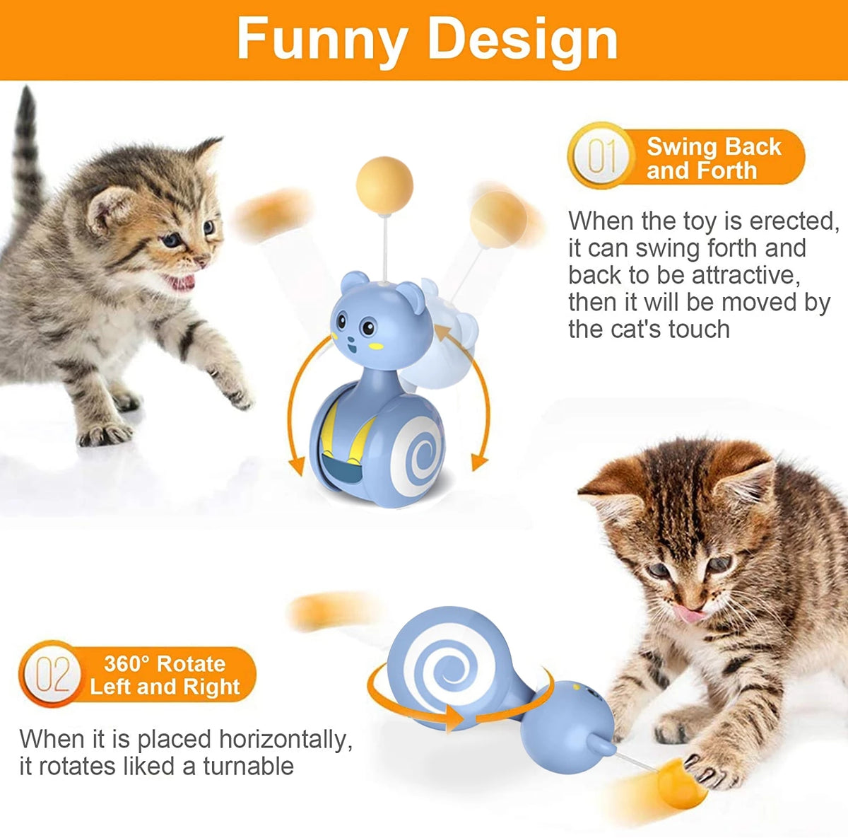 Wobbling Tumbler Cat Toy with Feather or Ball