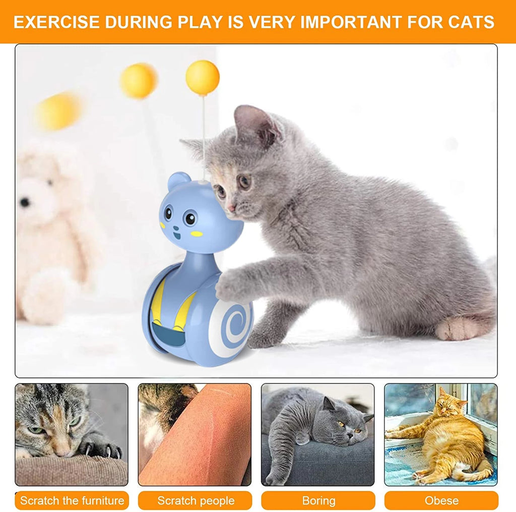 Wobbling Tumbler Cat Toy with Feather or Ball