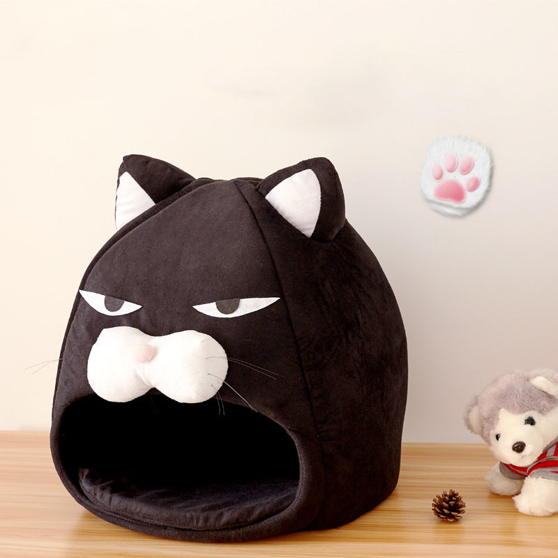 Plush Enclosed Pet House Bed