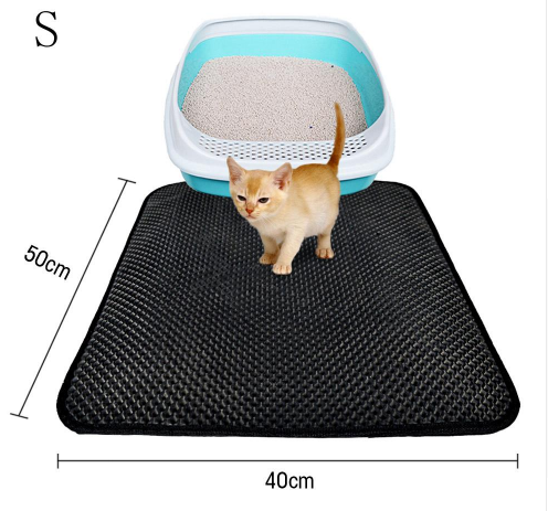 Double-Layer Cat Litter Mat - S / Black