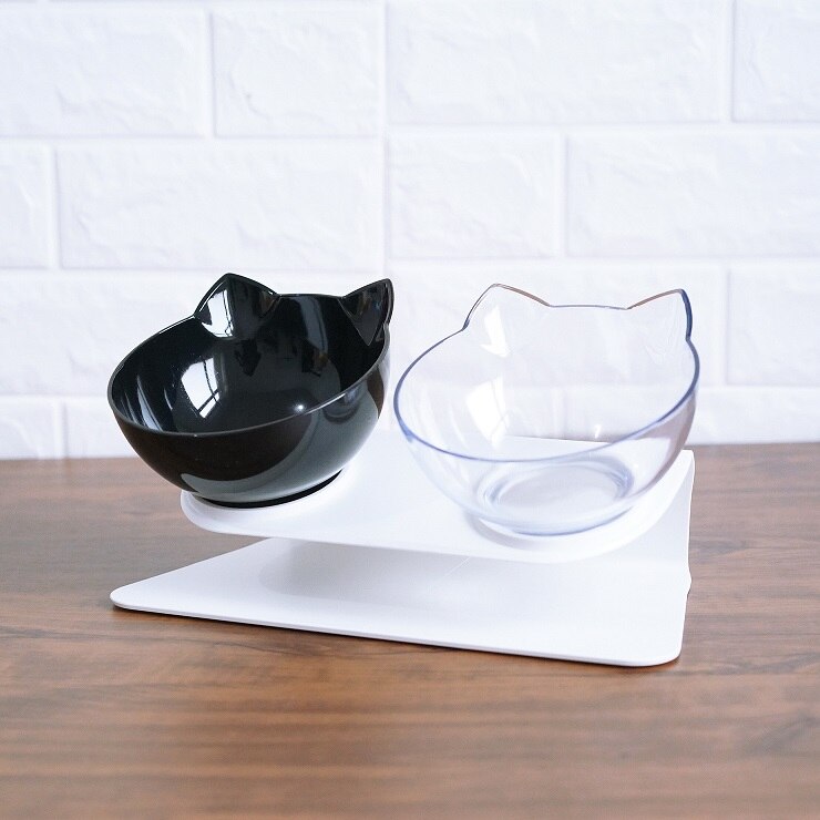 Cat Head Tilted Double Bowl