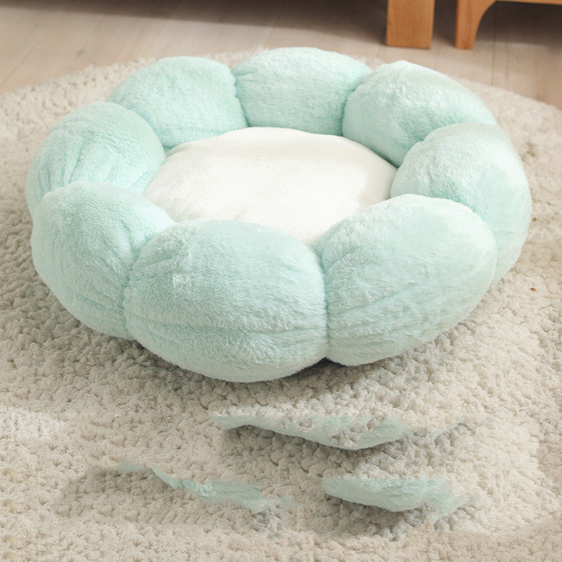 Flower-Shaped Pet Bed Mat - Green white / 40cm
